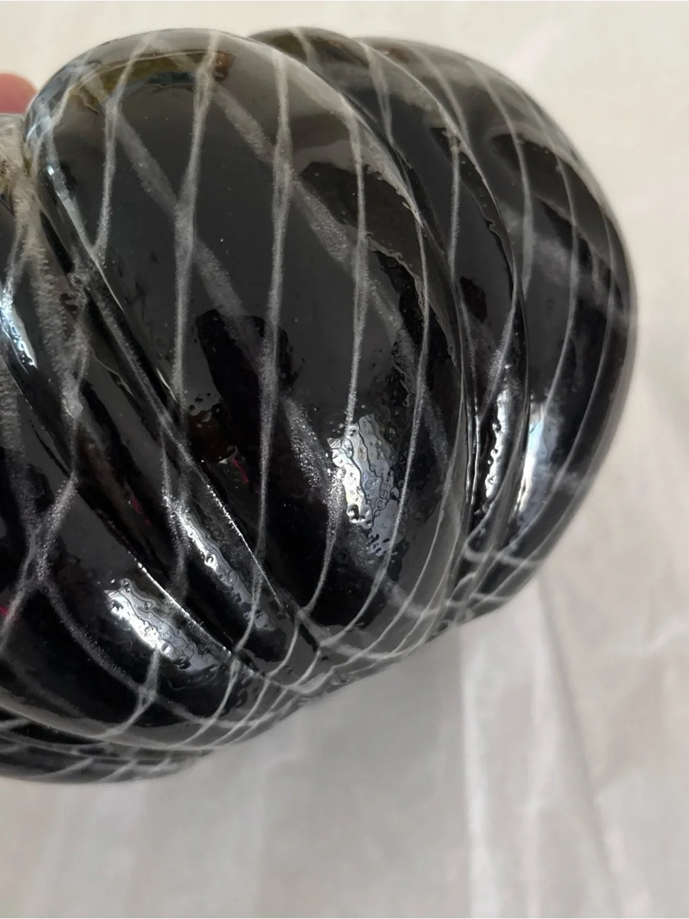Martha Stewart Handblown Glass Black White Brown Pumpkin